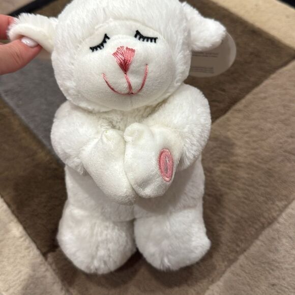 White and Pink Stuffed Bunny Toy with Floppy Ears - Picture 4 of 9